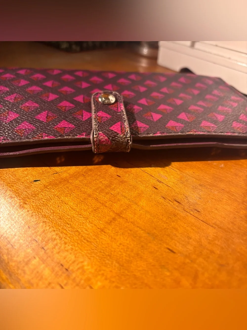 Vera Bradley Pink Geometric Snap Wallet - Preloved, Fair Condition